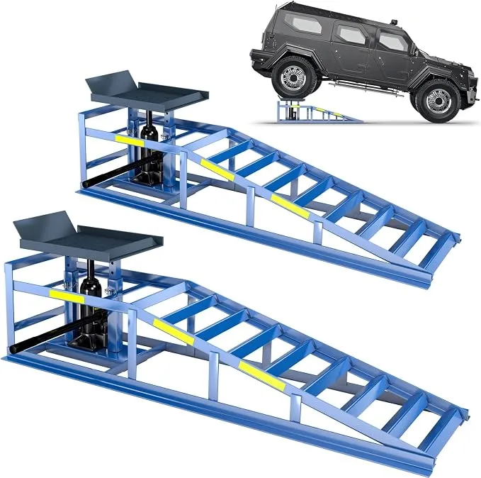 Set de 2 rampas de coche resistentes con capacidad de 5 toneladas y altura ajustable