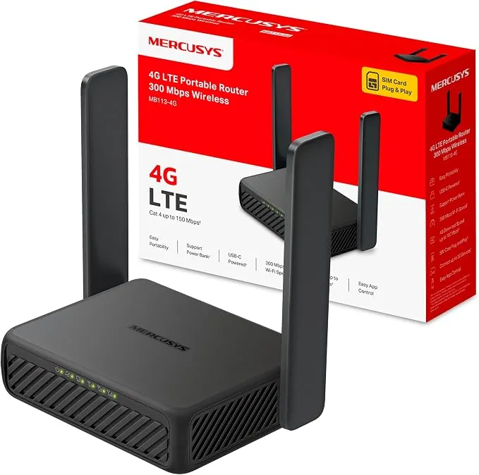 Mercusys MB113-4G: Router 4G N300 con Powerbank USB-C y VPN