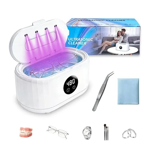 Limpiador ultrasónico 50kHz UV 350ml para gafas y joyas