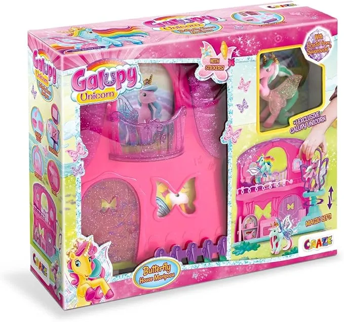 Galupy Unicorn Casa Mariposa Juguete Niñas con Figura y Elevador Mágico