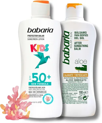 Babaria - Pack Protector Solar Mineral Niños SPF 50 y After Sun de Aloe Vera