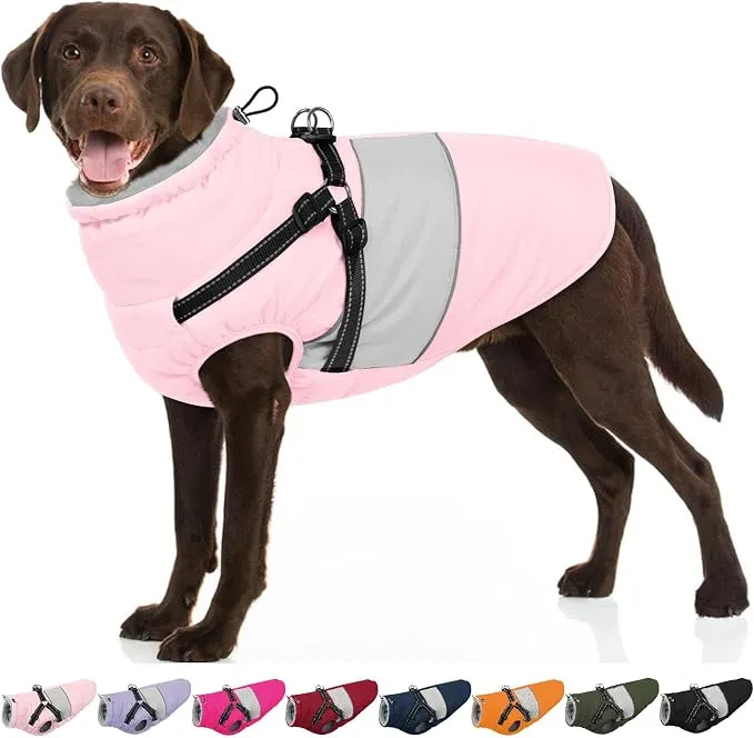 SUNFURA Abrigo para Perro XXL con arnés Integrado y Forro Polar Reflectante