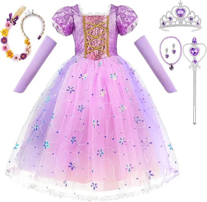 AOOWU Disfraz Rapunzel Niña
