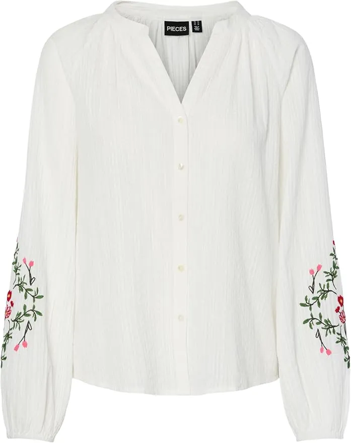 PIECES Pcsikka LS Shirt Mpa Wvn BC Camisa Manga Larga Mujer
