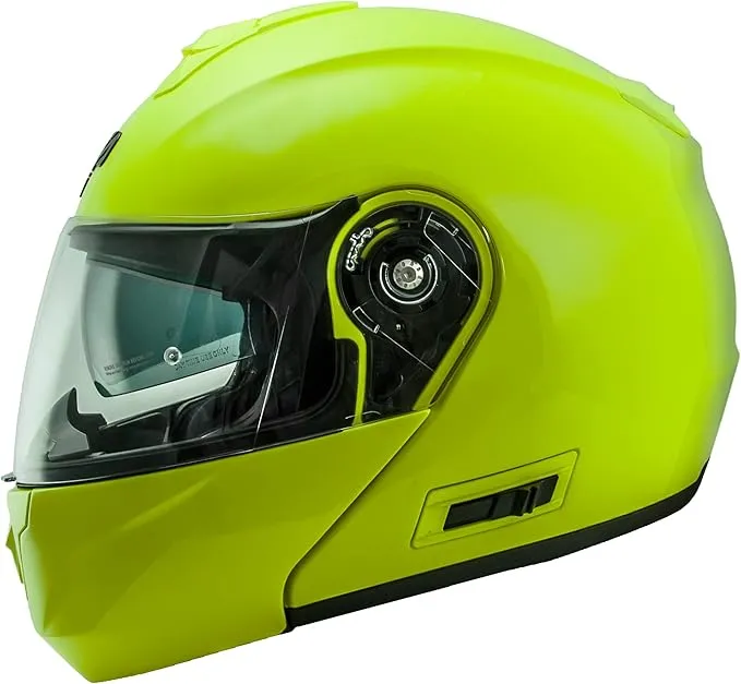 NOS Helmets NS-8 Dynamic Fluor Yellow Casco de Moto abatible de HRPolymer. Homologado ECE22-05, Accesorio Unisex para Adultos, XS
