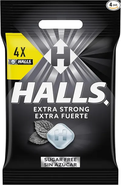 Halls Caramelos Sabor Extra Fuerte Sin Azúcar (Paquete 4 x 32g)