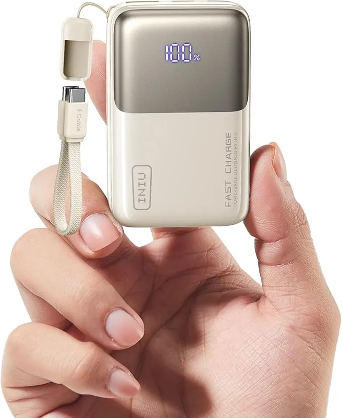INIU Power Bank 10000mAh Carga Rápida 45W USB-C Desmontable Ultra Mini