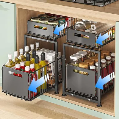 HABITELLO Organizador Bajo Fregadero ExtraÃble de Metal 2 Niveles