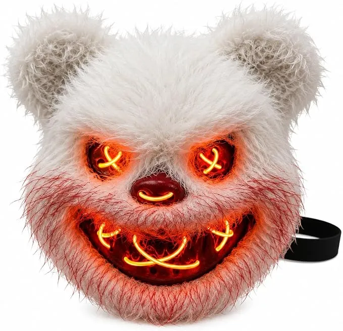 Máscara LED Purga Peluche con Luces Regulables para Fiestas y Carnavales