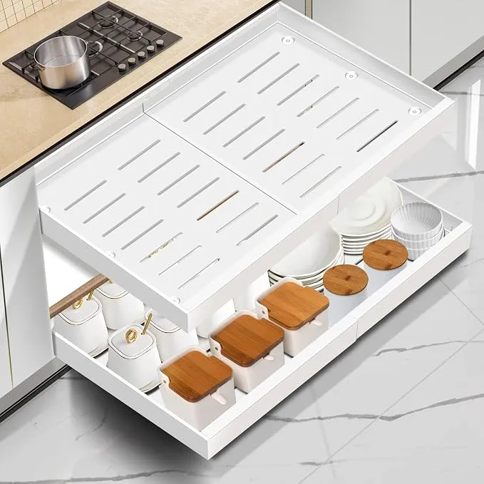 Mimoke Organizador de Armario Extensible para Cocina y Baño (2 Unidades, Blanco)