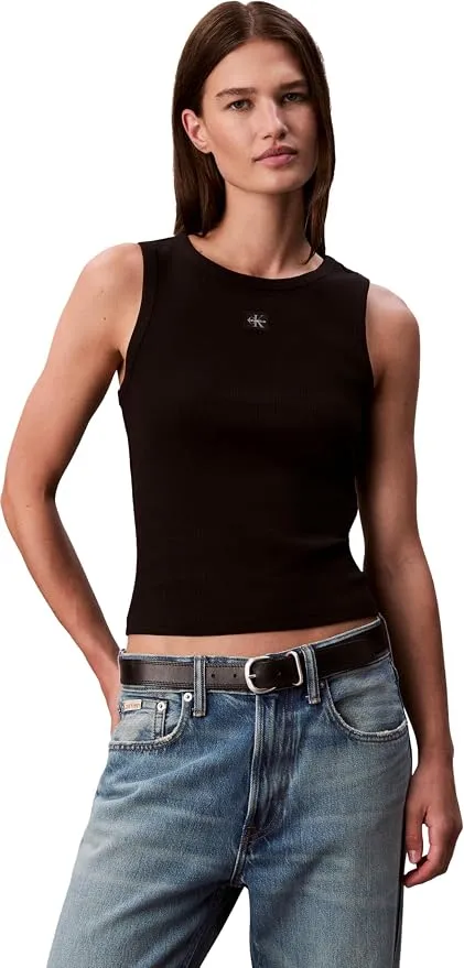 Camiseta Calvin Klein Woven Label Cotton Rib Algodón Premium