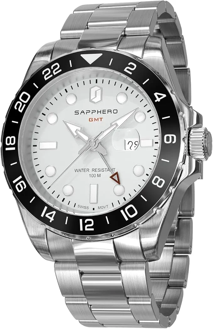 SAPPHERO Reloj Hombre Cronógrafo Analógico Cuarzo Acero Inoxidable Clásico Elegante