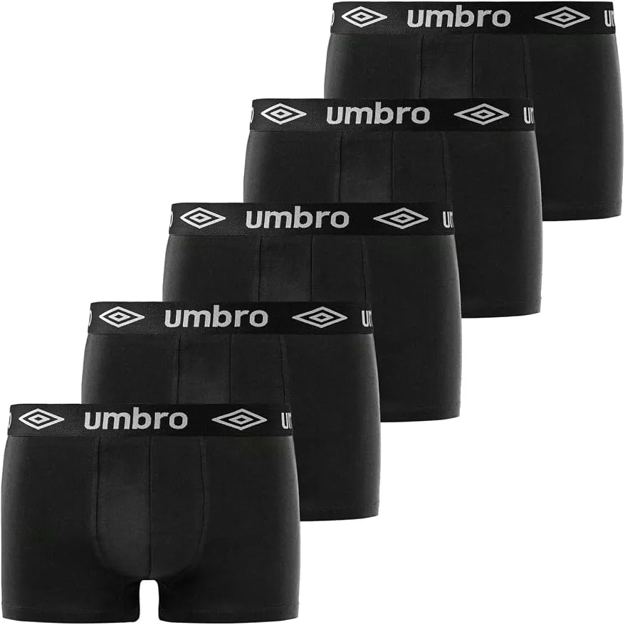 Pack 5 Calzoncillos Umbro Hombre Boxer 100% Algodón Negro