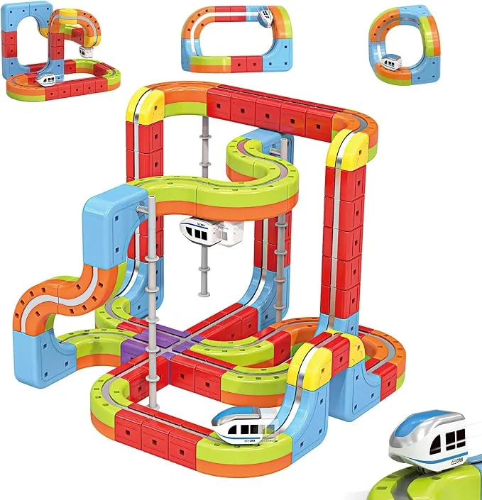 Tren Eléctrico Juguete 141 Piezas Kit de Vías DIY con Trenes Creativo Juego de Construcción