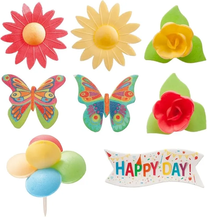 Dekora 166016 Piezas de Decoración Comestible para Pastel de Oblea Happy Birthday