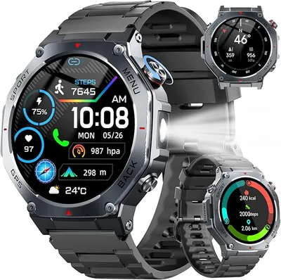 Reloj Inteligente Hombre Militar con GPS y Linterna LED