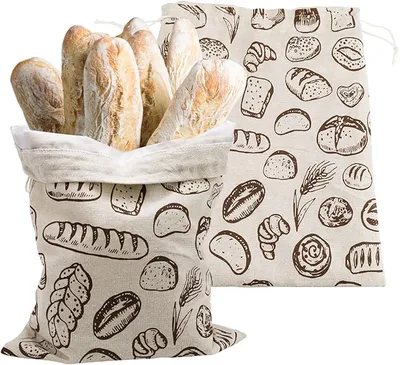 2 bolsas de pan de lino reutilizables con forro interior de TPU
