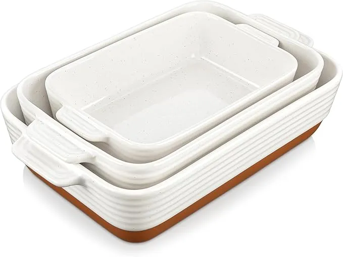 MALACASA Serie TARA, Set de 3 Fuentes de Horno de Gres