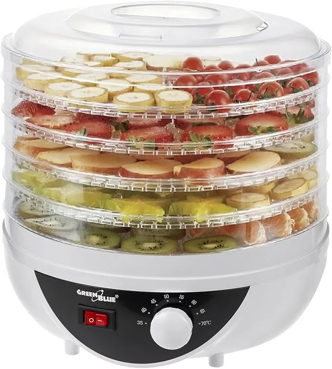 GreenBlue Secador de Alimentos GB195 - 250W, Extra Silencioso, 5 Niveles