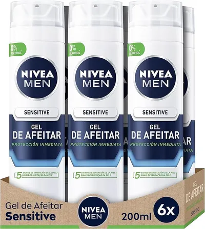 NIVEA MEN Sensitive Gel de Afeitar Piel Sensible (Pack 6x200 ml)