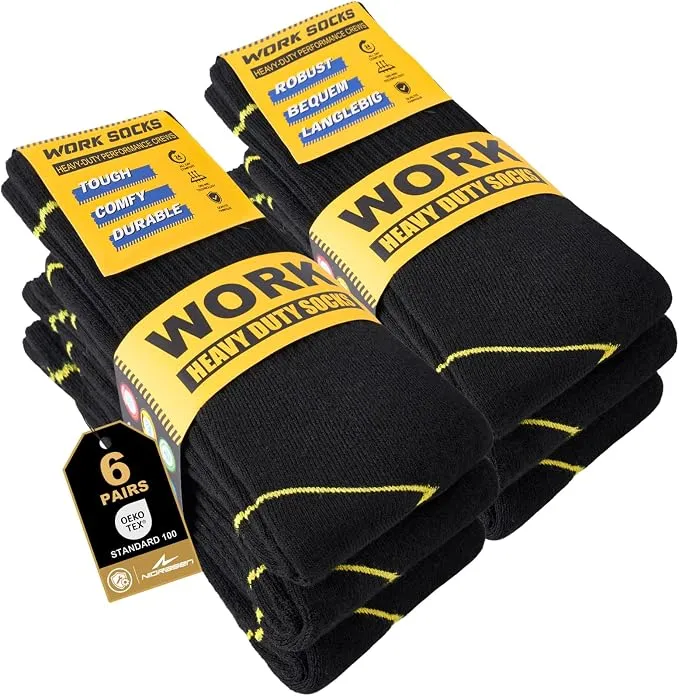 Niorasen Calcetines de Trabajo para Hombre (6 Pares)