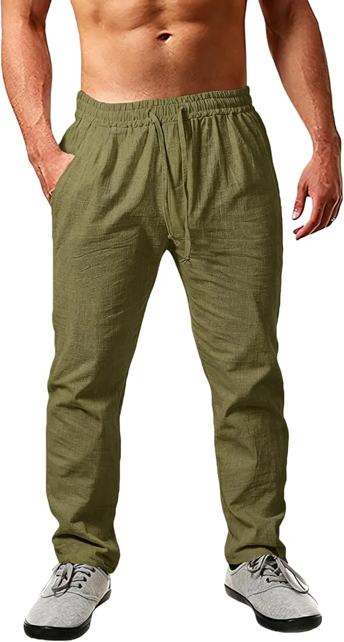 Pantalones de Lino y Algodón para Hombre - Frescos y Cómodos