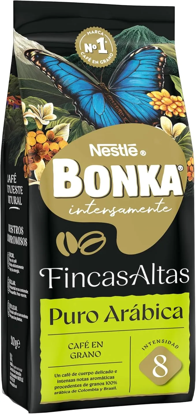 Café en Grano Bonka Arábica Intenso Puro Tostado en España 200g