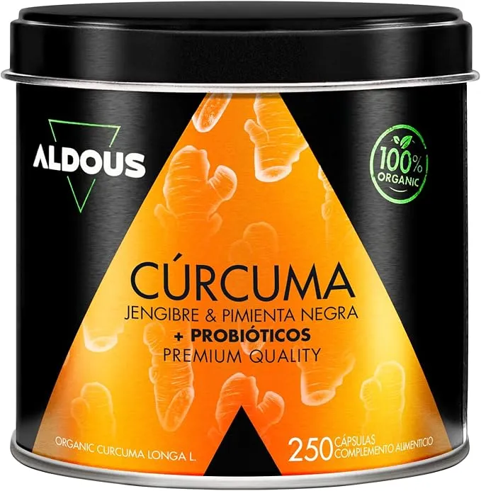 Cúrcuma con Jengibre, Pimienta Negra y Probióticos - 250 Cápsulas