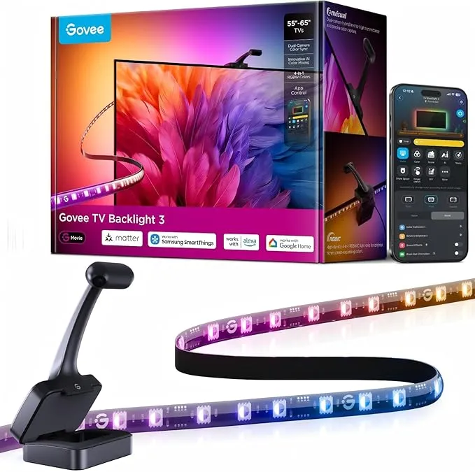 Tira LED Govee TV Backlight 3 Dual Cámara RGBWIC para 55-65 Pulgadas