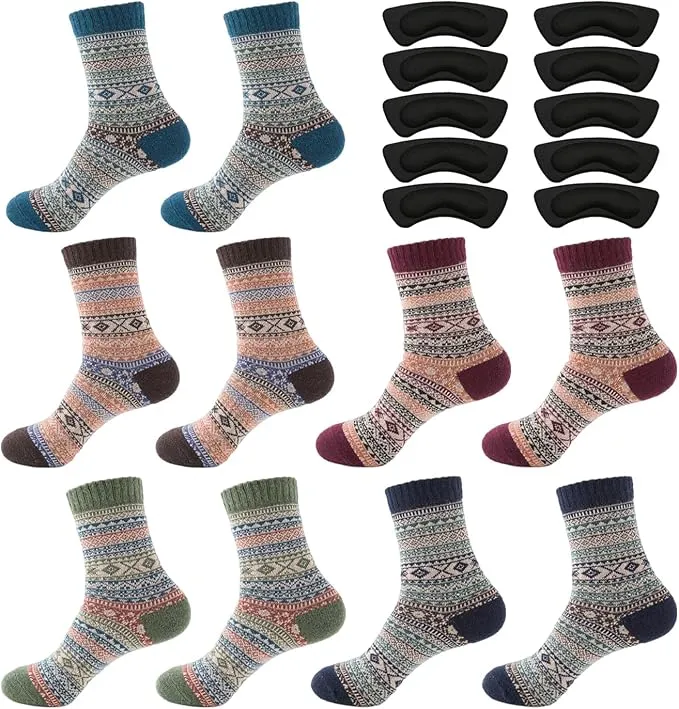 Pack 10 Pares Calcetines Cálidos y Almohadillas Talón para Mujer