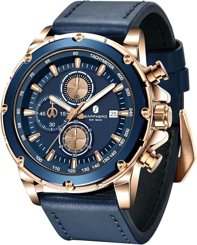 BENYAR by Relojes para Hombre Cronógrafo Indicación de Fecha 50M Reloj de Pulsera Impermeable Reloj de Pulsera clásico para Hombre Relojes analógicos de Cuarzo de Lujo Casual con Correa