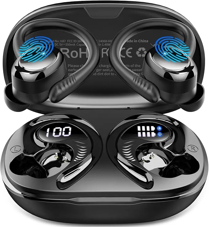 Auriculares Inalámbricos Deportivos con 60H de Batería y Sonido HiFi Estéreo