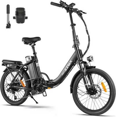 Bici Eléctrica Plegable AZMA 100km Autonomía y Ruedas Gordas