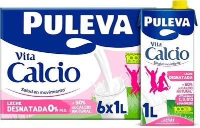 LECHE DESNATADA PULEVA CALCIO