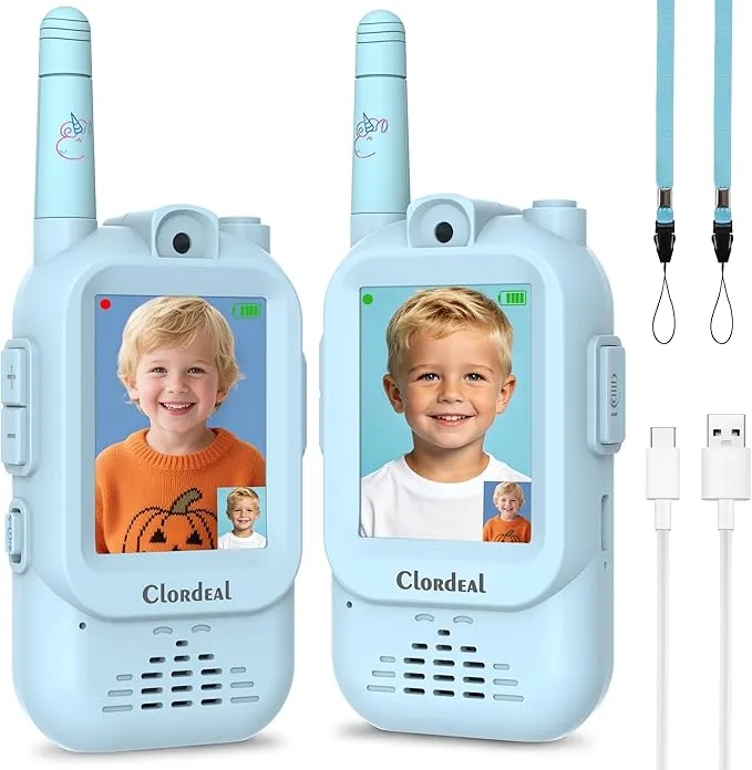 Clordeal Video Walkie Talkie Niños Largo Alcance Recargable