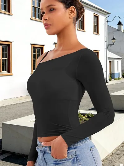 Camiseta Manga Larga Transparente Mujer