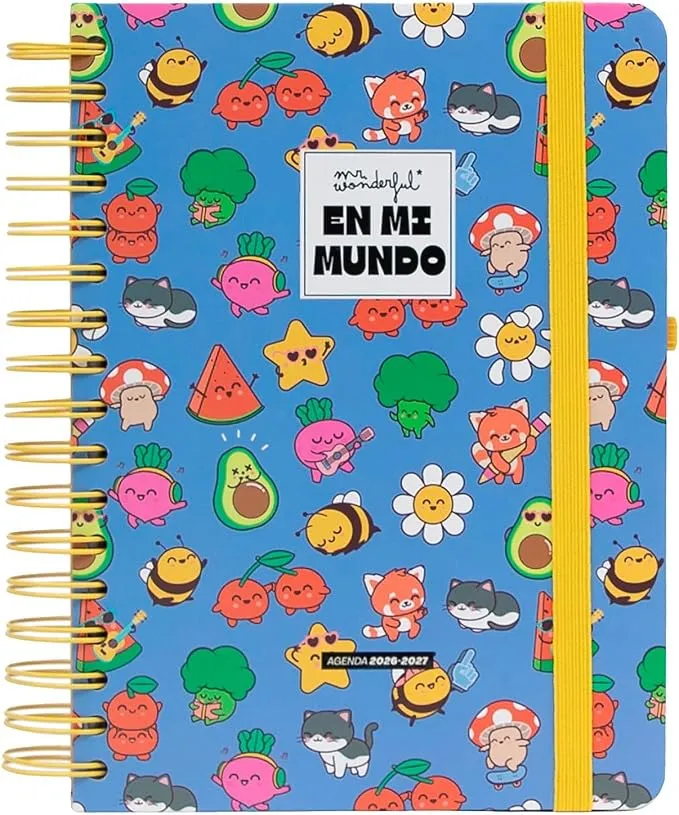 Mr. Wonderful Agenda Escolar 2026-2027 Diaria con Espiral y Pegatinas