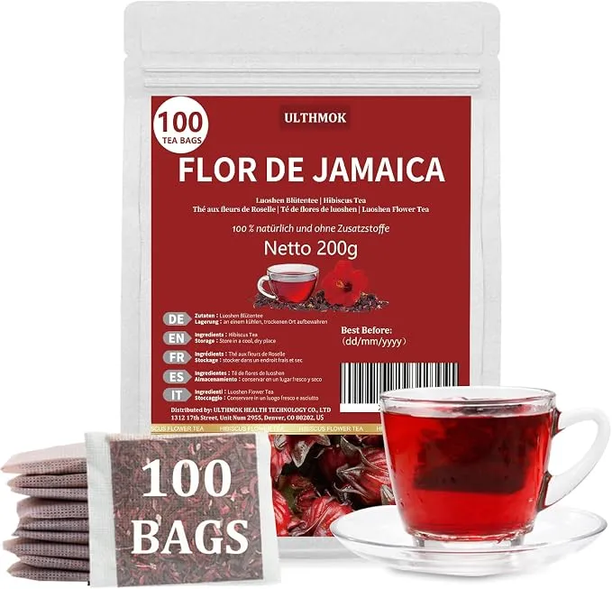 Flor de Jamaica Infusión de Flor de Hibisco 100 Bolsas