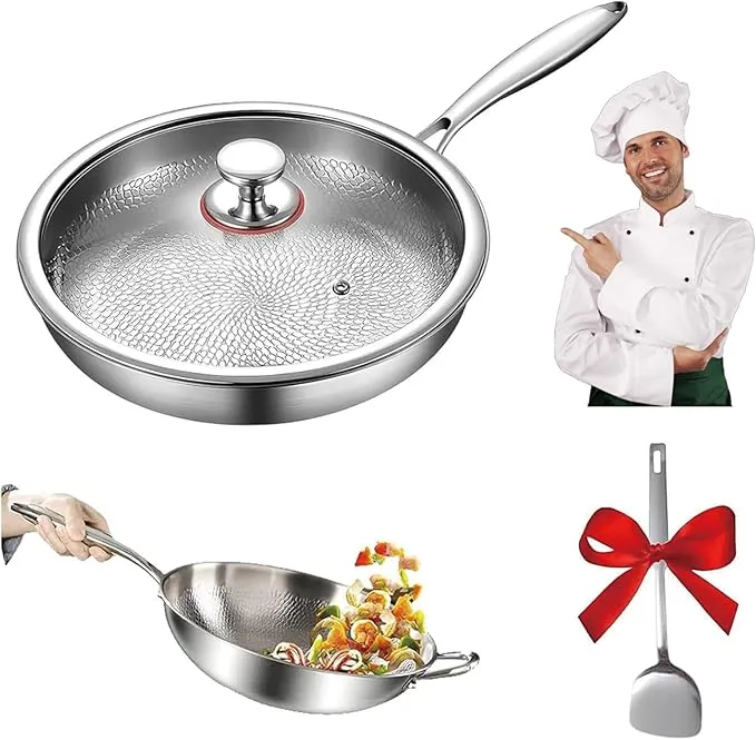 Sartén de Titanio Martillado Antiadherente 26cm con Tapa