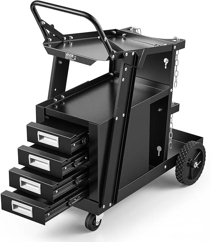 VEVOR Carro de Soldadura de 2 Niveles con 4 Cajones y Carga de 120kg