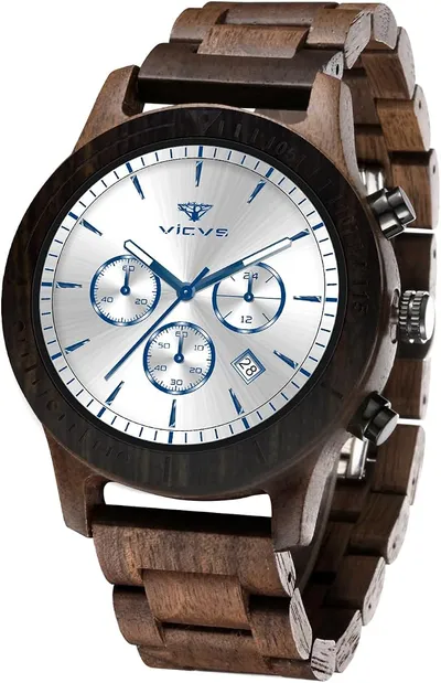 Reloj VICVS de Madera Natural con Cronógrafo y Fecha - Elegante y Funcional