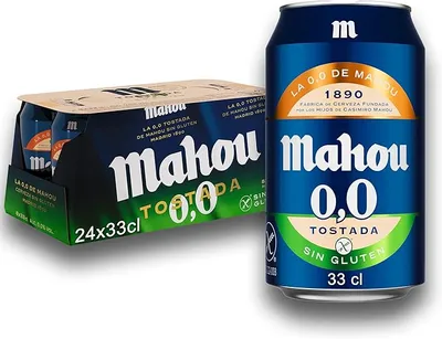 Mahou 0,0 Tostada Sin Gluten Pack 24 Latas
