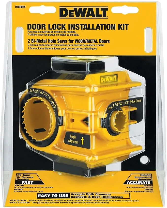DEWALT Kit Instalación Cerradura Puerta C/ Abrazadera C - Metal/Madera