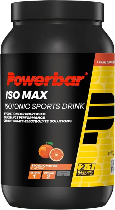 Bebida Deportiva Powerbar Isomax Blood Orange 1200g con Cafeína