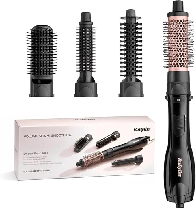 BaByliss Smooth Finish 1200 Cepillo de Aire Caliente 4-en-1