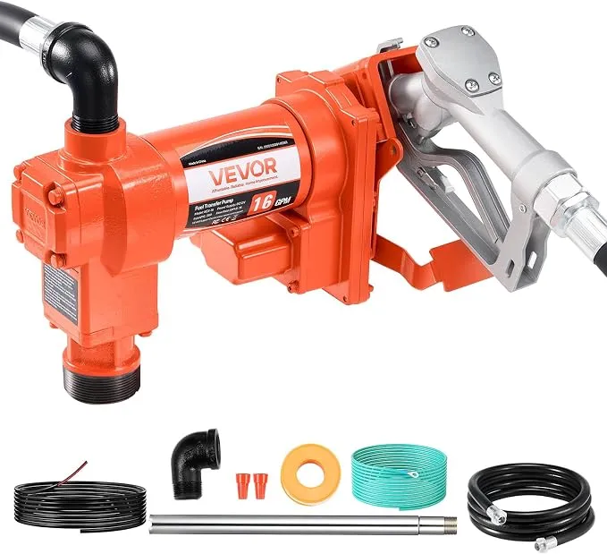 VEVOR Bomba de Transferencia de Combustible 12V CC 16GPM 1/4HP con Boquilla Manual