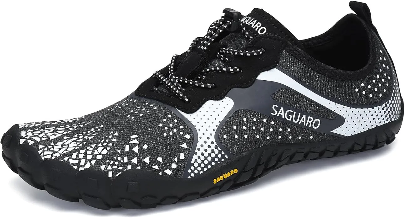 SAGUARO Hombre Barefoot Zapatillas Minimalistas Mujer Antideslizante Zapatos Barefoot para Zero Drop Soles Negro Oscuro,Gr.43