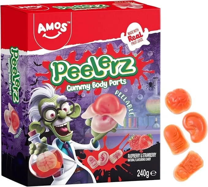 AMOS Peelerz Caramelos Goma Halloween Partes Cuerpo Pelables 240g