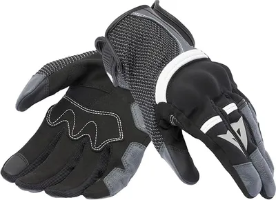 Dainese - Namib Gloves, Guantes de Moto de Verano, con Tejido Elástico y Ventilado, Pantalla Táctil, Hombre, Negro/Gris Hierro, XS