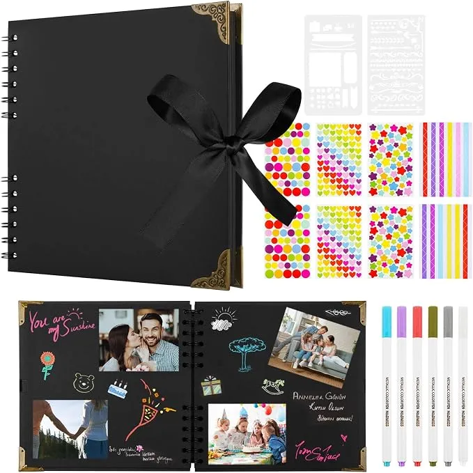 Aolso Álbum de Fotos Scrapbook DIY con Bolígrafos y Pegatinas